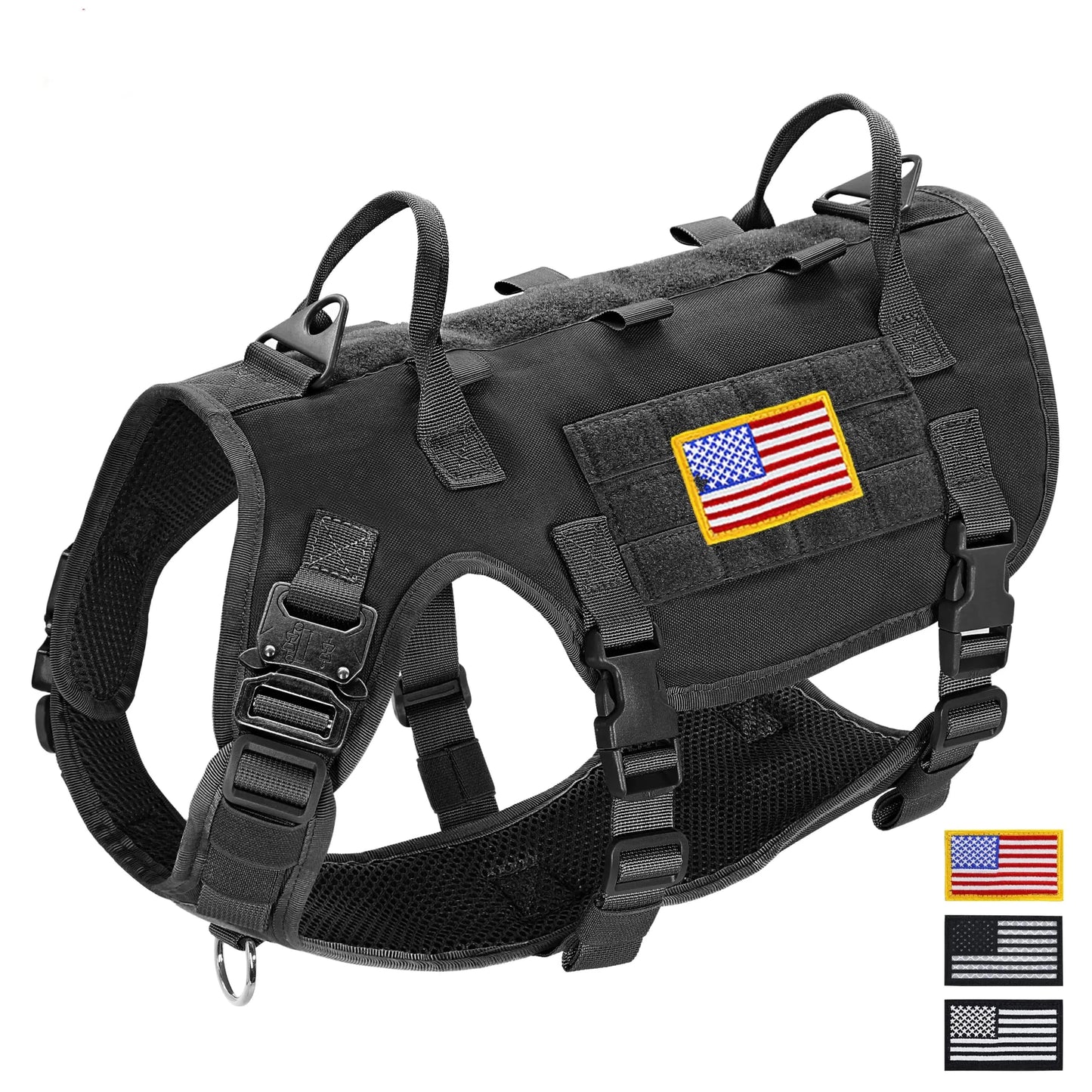 Didog Tactical Dog Vest Harness No Pull Military Dog Harness with 2 Handles,Adjustable & Escape Proof Training Vest for Medium Large Dogs Black L - Avant Garde K9